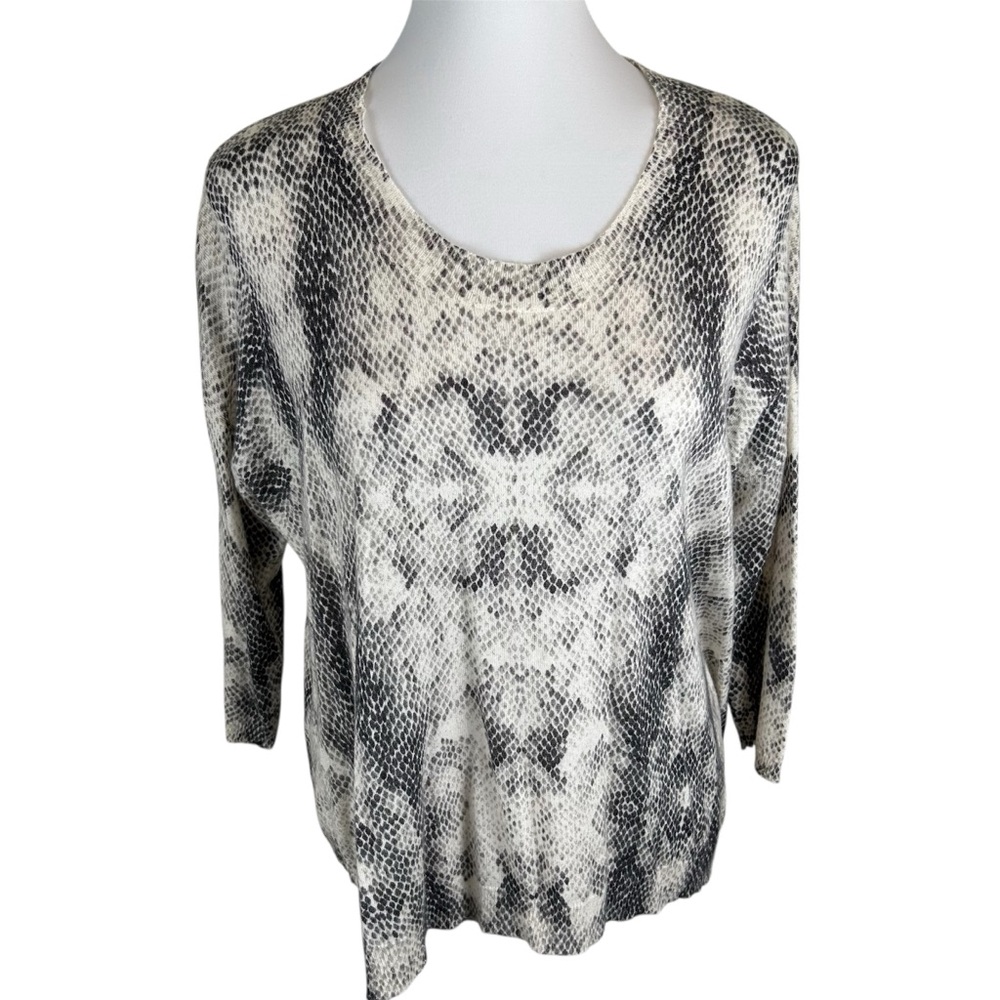 NWT Rebecca Taylor Python Print Sweater Charcoal Gray Wool Blend - Large